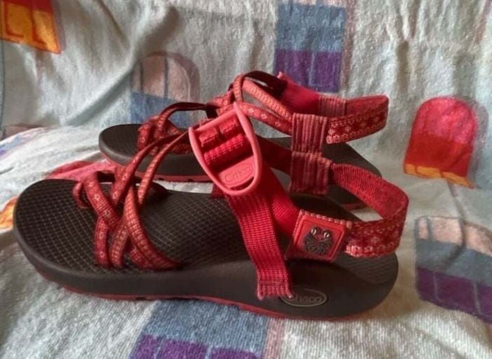 Chaco ZX/2 Women's Sandals Sz 7 Orange Red Double Strap Toe Loop Hiking Trail - Picture 2 of 5